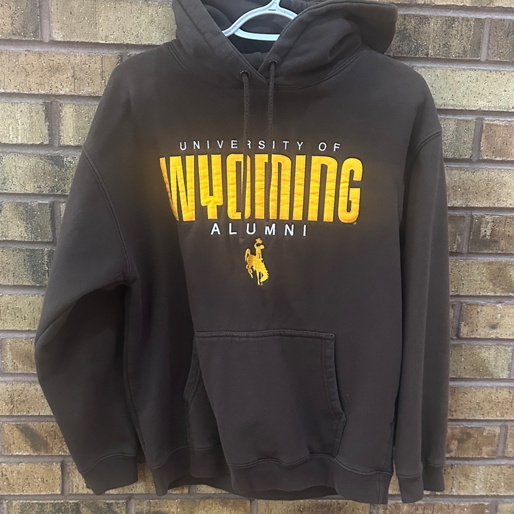 University of Wyoming Alumni Hooded Sweatshirt - Brown with Yellow Logo